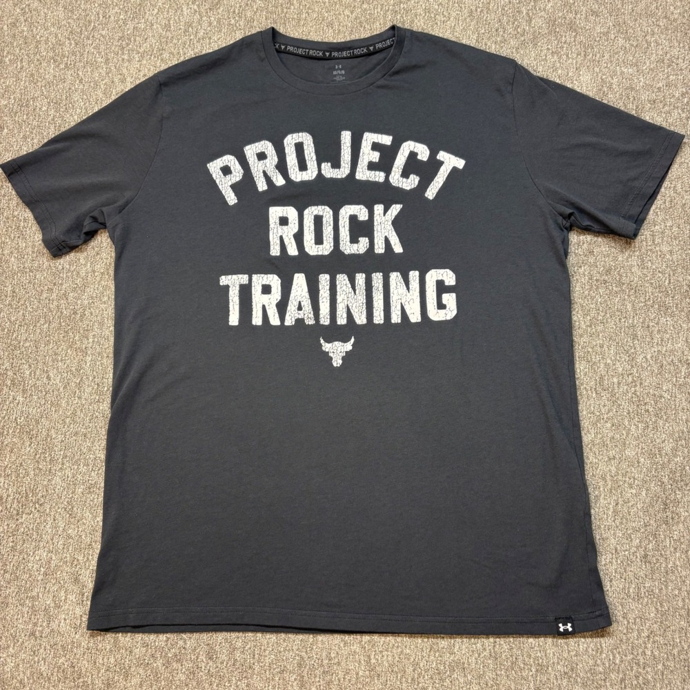 Under Armour Project Rock Training Shirt Mens Large Black Graphic Tee 1376891‎